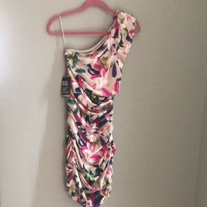 Floral one shoulder cocktail dress